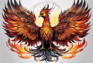 Phoenix rising out of fire. Rebirth. tattoo idea