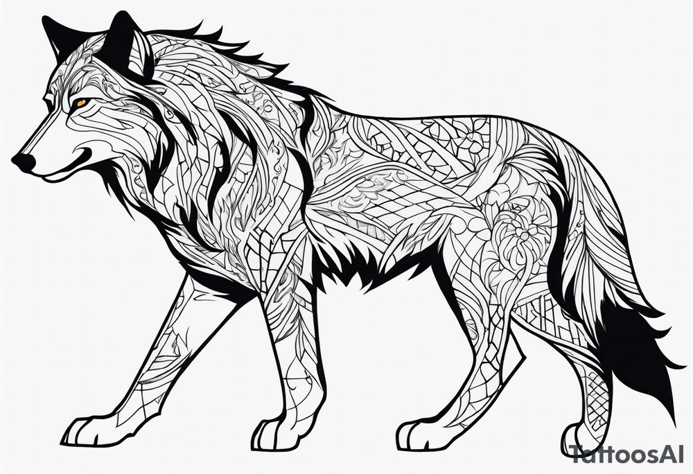 Powerful wolf tattoo idea
