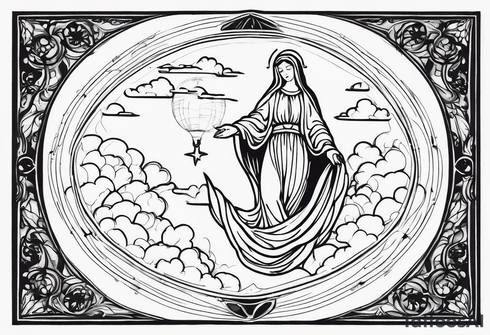 Virgin Mary skydiving tattoo idea