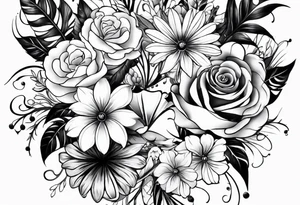 tattoo to represent that I have 3 children (girls). For inspiration I like flowers, the beach. Tattoo is for ribcage down side of body. I don't want images of women or girls in it tattoo idea