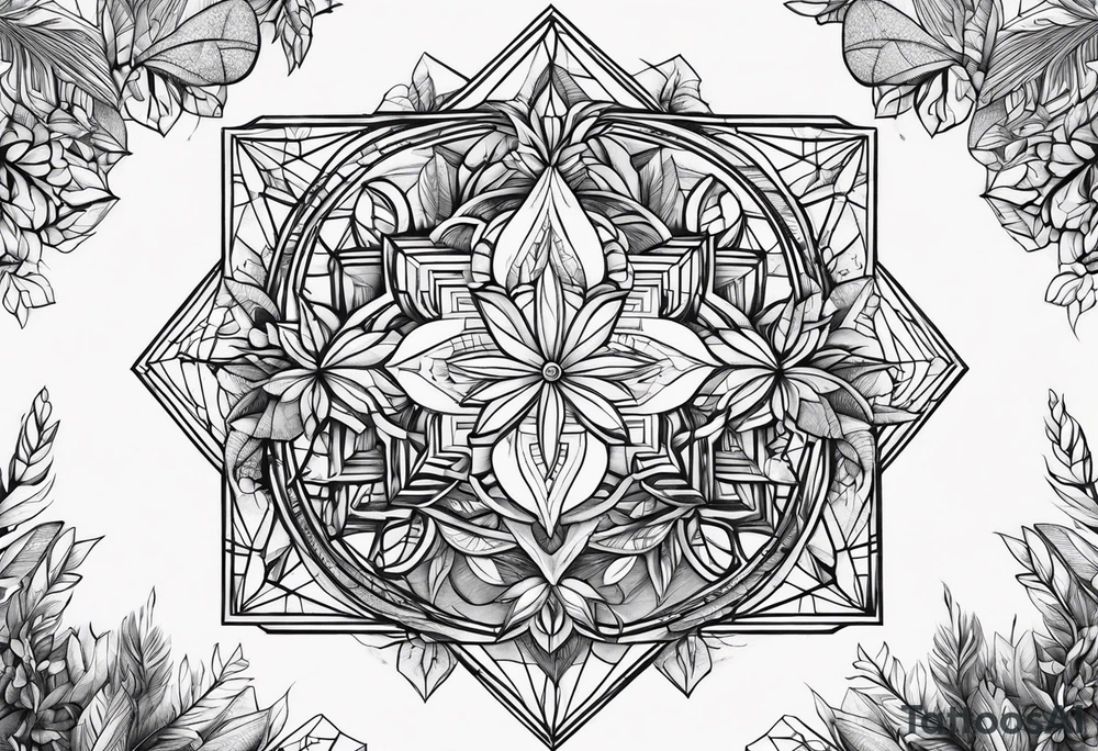 geometric dense vegetation tattoo idea