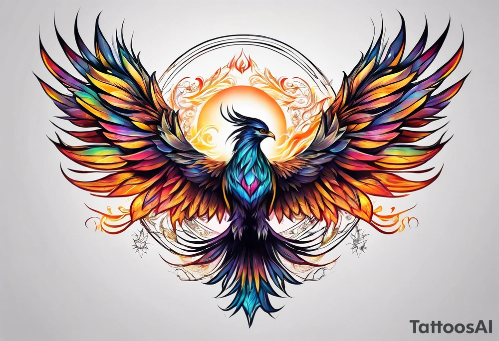 ethereal rising phoenix tattoo idea