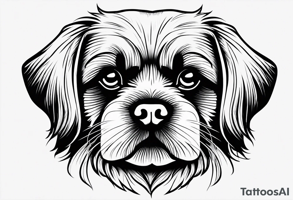 A mixed breed Pekingese and Shih-Tzu dog. Just the contours of the outline of his face. tattoo idea