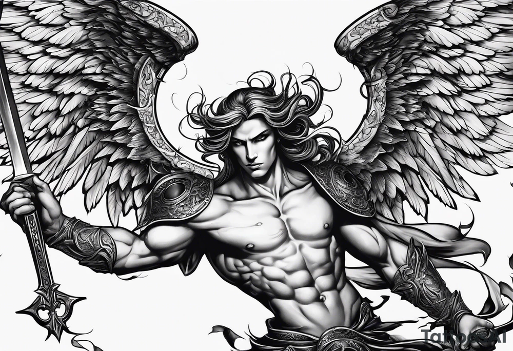 Angel fighting demon tattoo idea