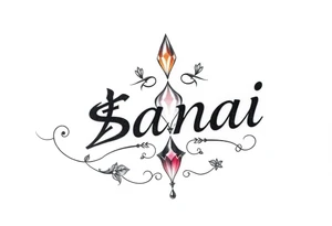 Sanai name tattoo with ♑️, and December birth stone tattoo idea