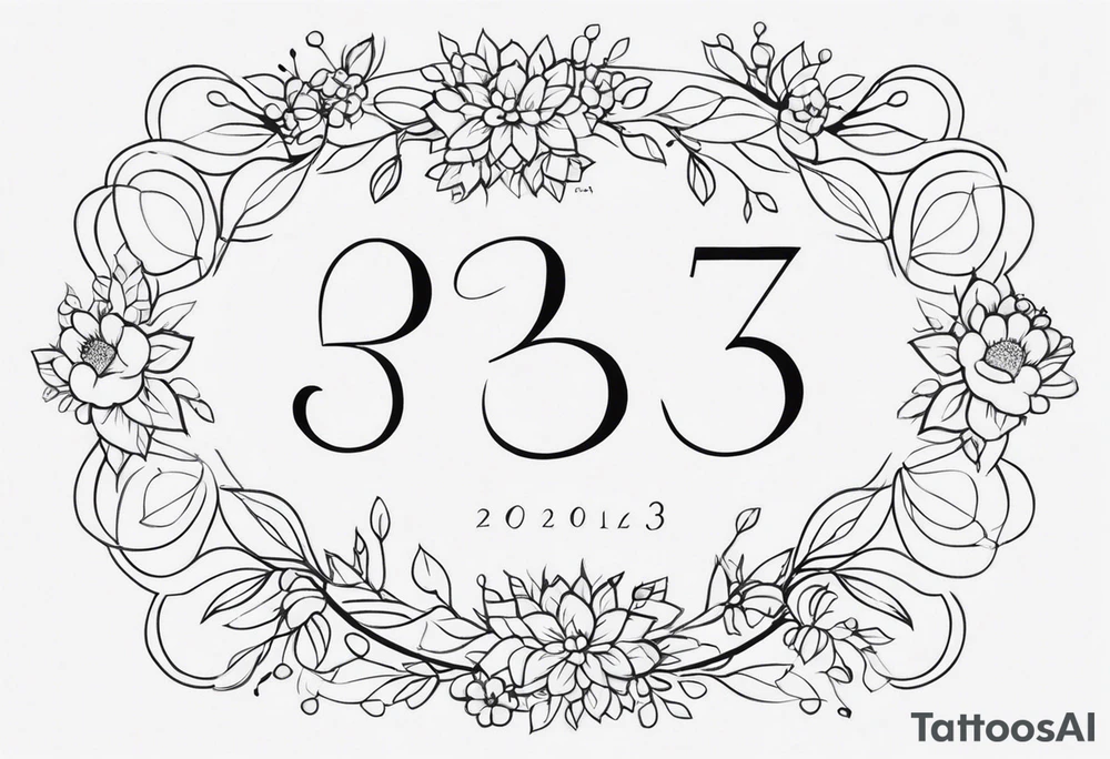 ⅓, ⅔, and 3/3 for siblings, with flourishes or design elements around the numbers tattoo idea