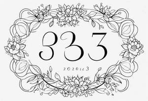 ⅓, ⅔, and 3/3 for siblings, with flourishes or design elements around the numbers tattoo idea
