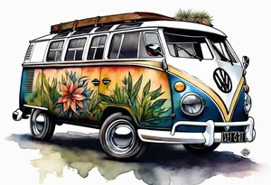 VW Kombi, Australian bush, Compass rose tattoo idea