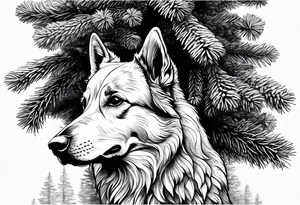 Pine tree representing a 3 legged dog tattoo idea