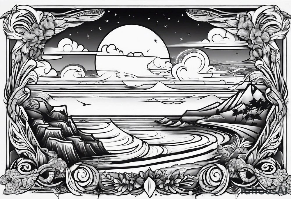 Heavenly Beach Coastal View tattoo idea