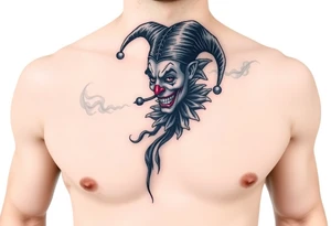 jester in a fog of smoke tattoo idea