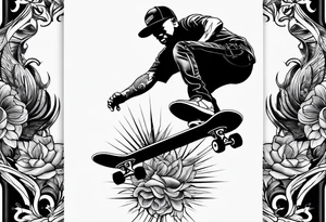 Black person skateboarder tattoo idea