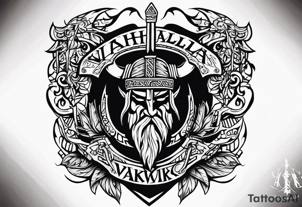 Valhalla sword viking funeral hatchet tattoo idea