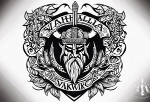 Valhalla sword viking funeral hatchet tattoo idea
