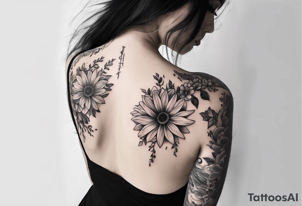 spine tattoo with words I know who I am in daisy chain tattoo idea
