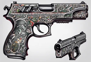 The letters AR with pistols on each side tattoo idea