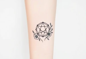 Enneagram symbol with fine line florals tattoo idea