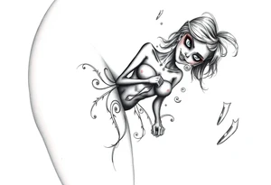Naked Zombie pinup girl tattoo idea