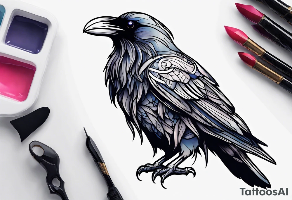 Raven outline tattoo idea