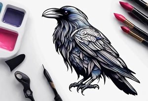 Raven outline tattoo idea