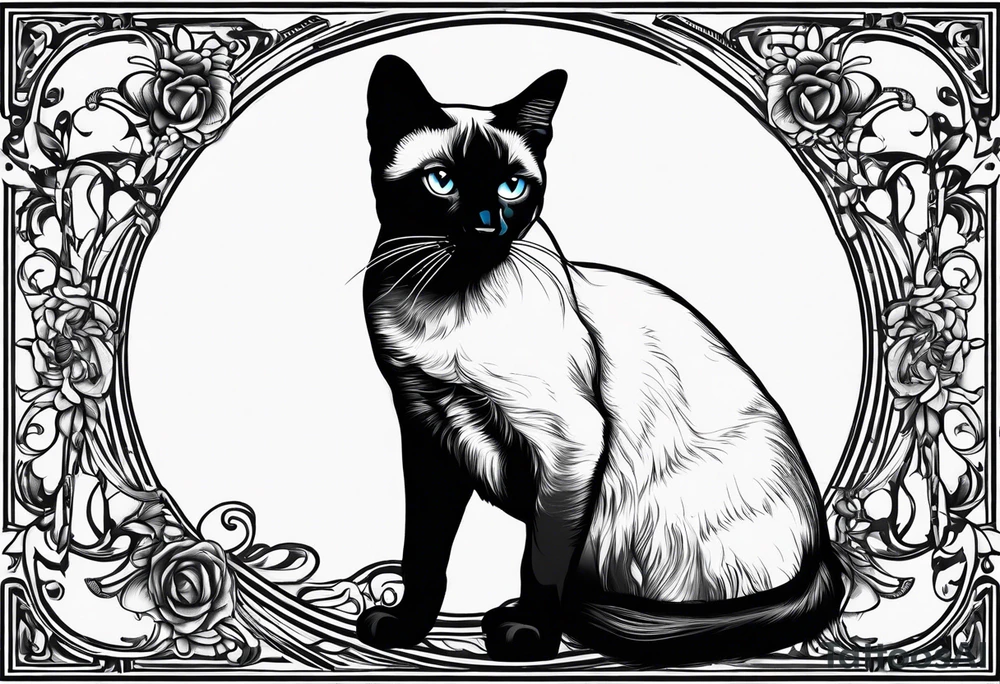 Siamese cat looking at a dog tattoo idea