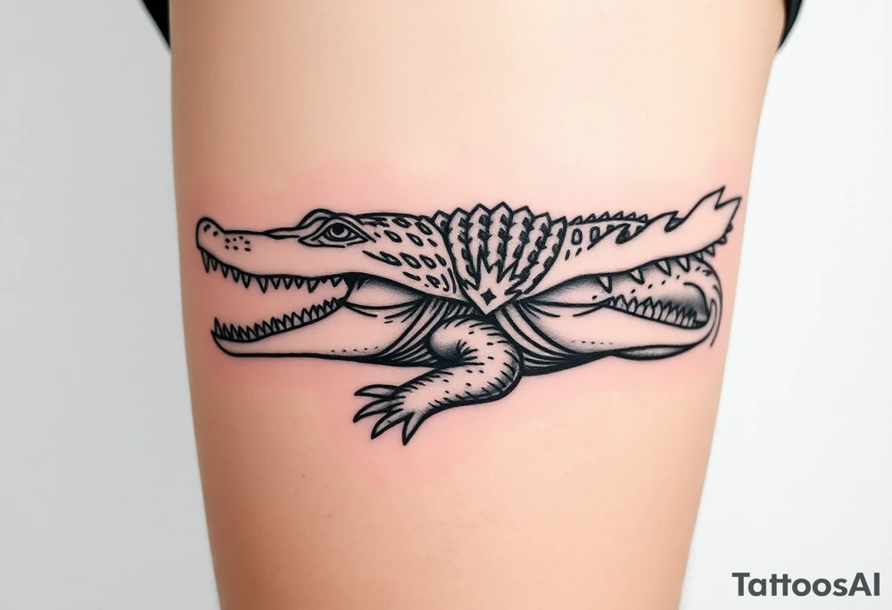 powerful majestic  crocodile tattoo idea