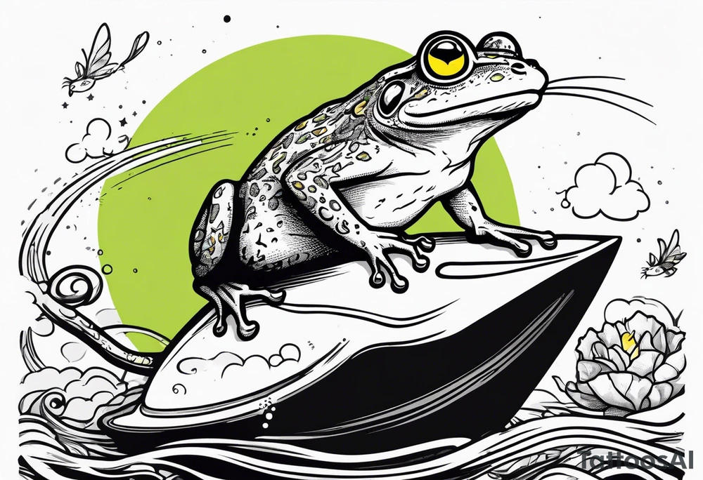 Frog riding rat, battle, illustrative tattoo idea