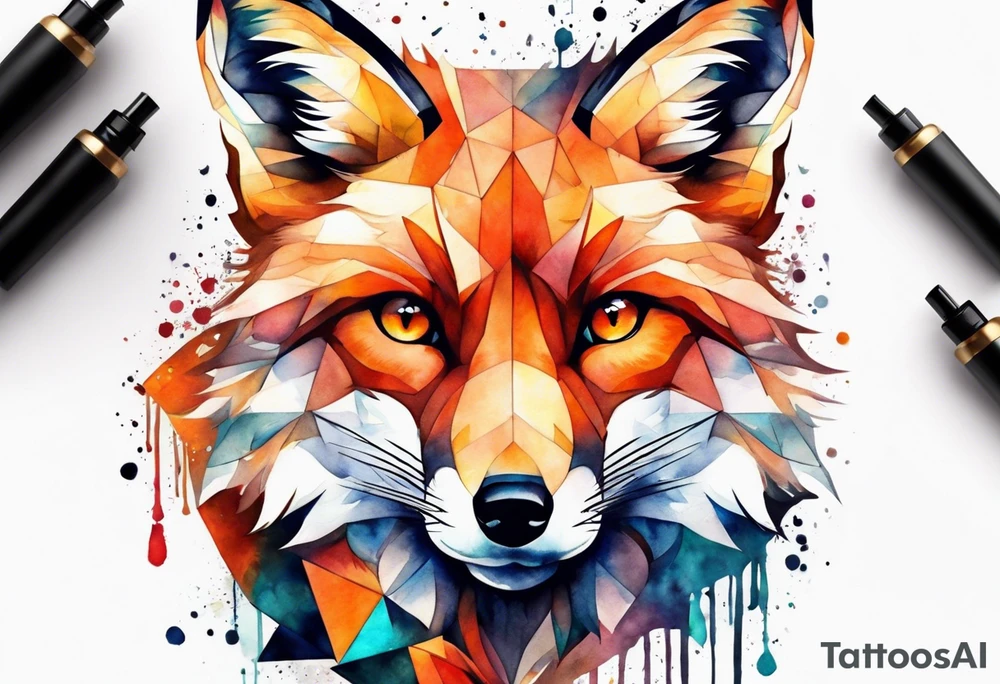 Watercolor fox tattoo idea
