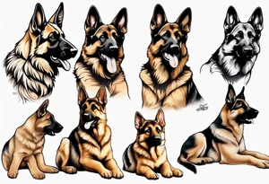 German shepherd puppy side profile tattoo idea