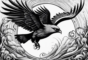 petit voilier, phoenix  minimaliste. trait de crayon. tattoo idea
