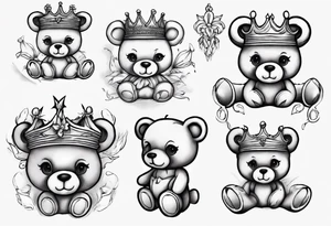 Lily crown teddy bear tattoo idea