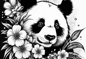 Punk Panda with flowers tattoo idea
