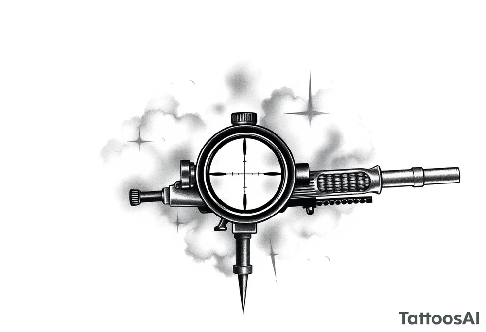 2d scope crosshairs with eerie fog in background tattoo idea
