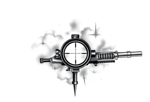 2d scope crosshairs with eerie fog in background tattoo idea