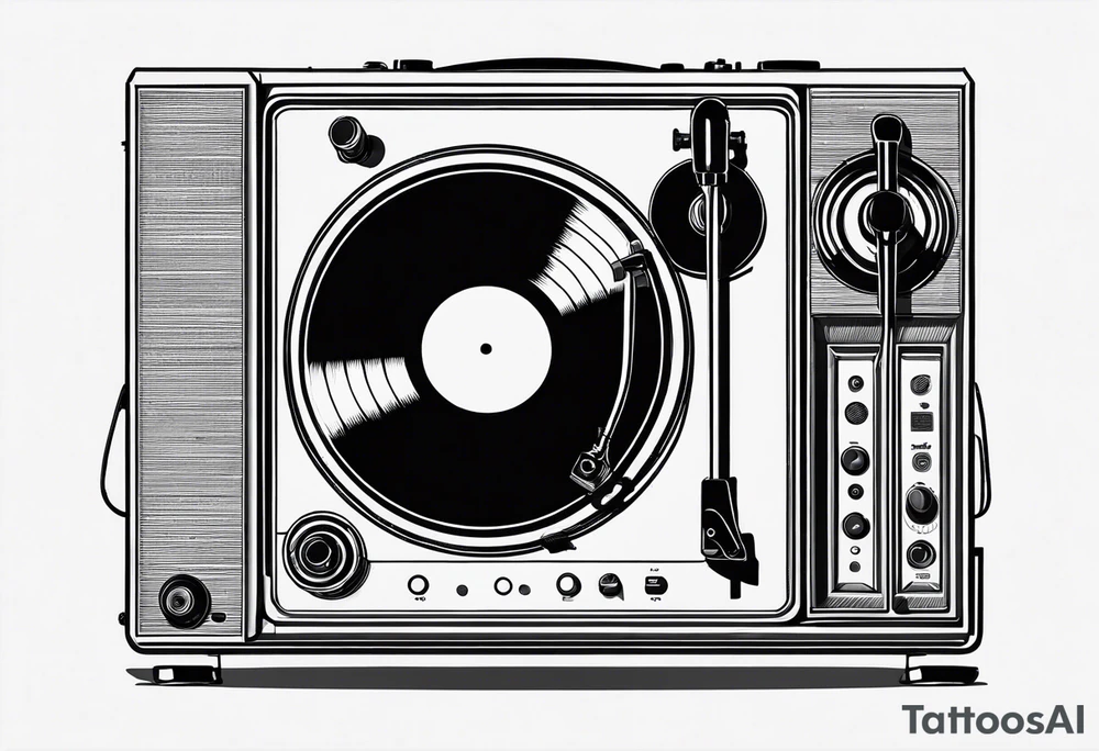 Recordplayer minimalistic fineline drawed in 2D tattoo idea Recordplayer minimalistic fineline drawed in 2D tattoo idea
