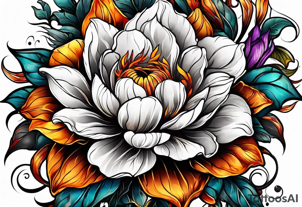Flower fire for a male tattoo tattoo idea