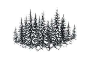 Coniferous forest tattoo sleeve black and gray tattoo idea