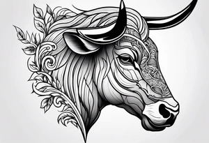 Taurus head split down the middle by an arrow tattoo idea