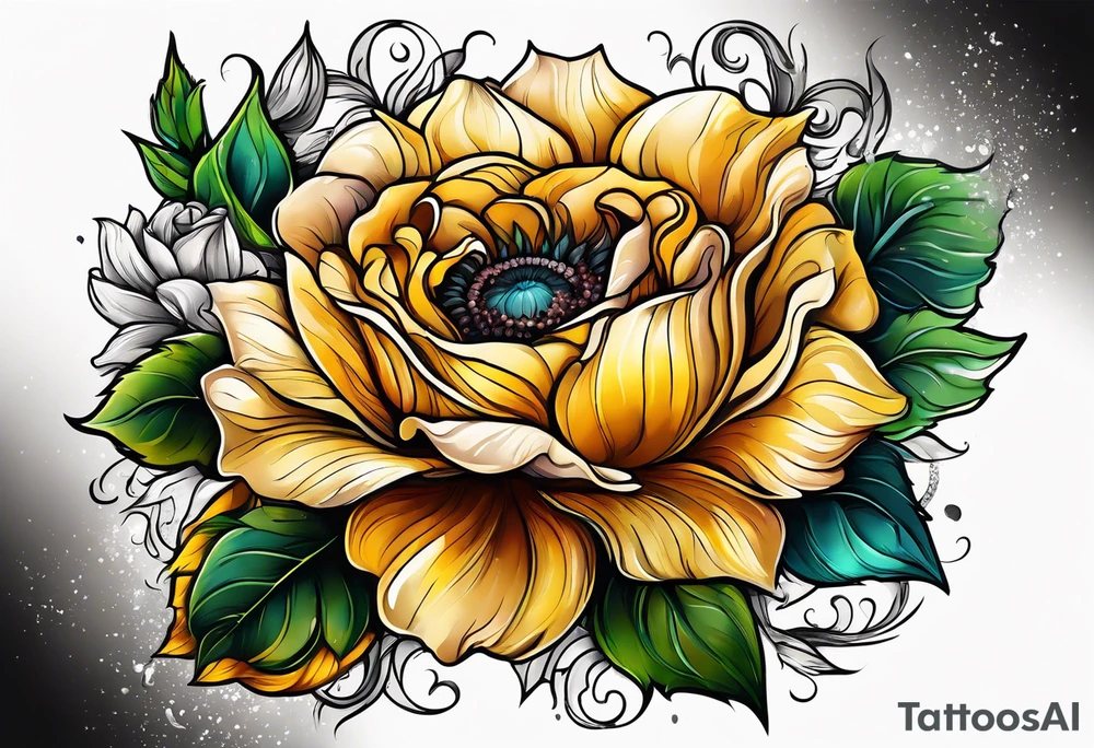 animal flower rose, sunflower, tattoo idea
