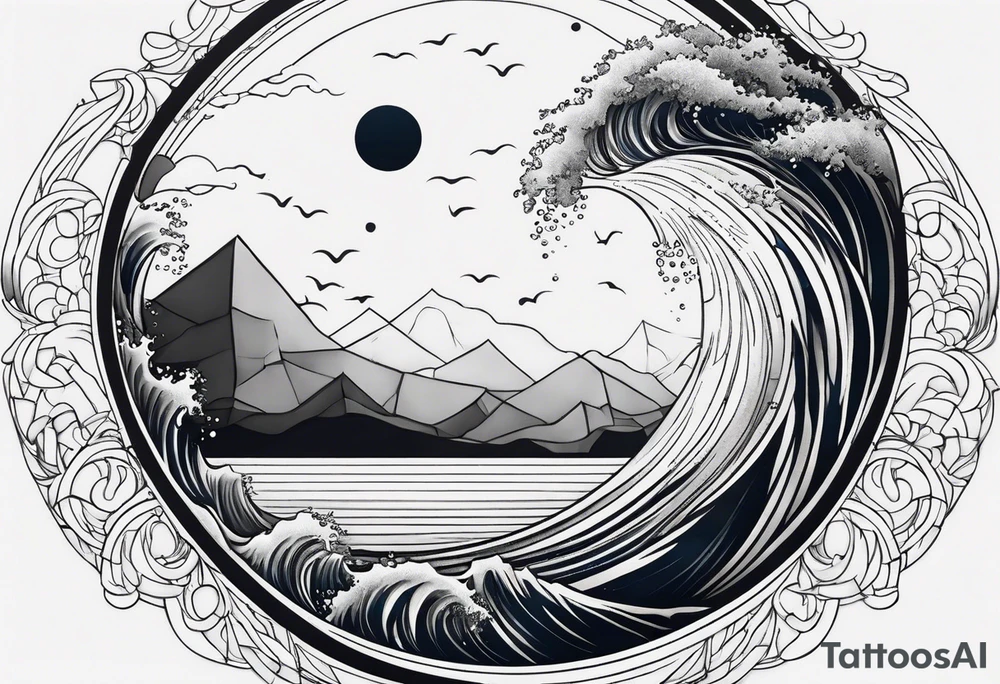 I want a tattoo of the ocean in a circle tattoo idea