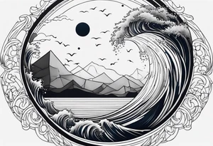 I want a tattoo of the ocean in a circle tattoo idea
