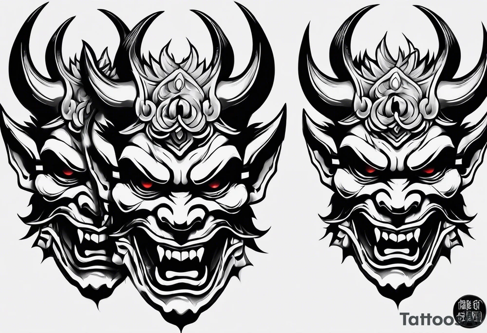 Undead oni mask tattoo idea