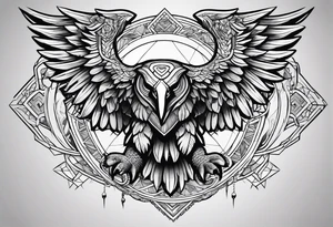Create a Chest Piece Tattoo that covers half of the chest which includes a combination of an eagle and an elephant tattoo idea