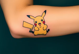 Pikachu getting ready to thunderbolt attack tattoo idea
