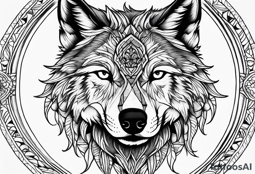 Spiritual wolf tattoo idea