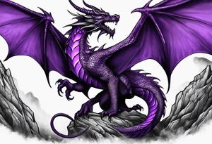 purple dragon arm sleeve with an eldritch design tattoo idea