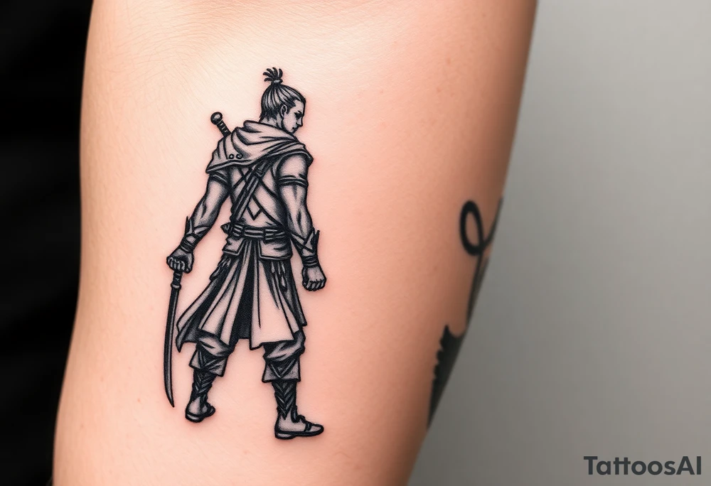 Warrior and Peaceful man standing back to back tattoo idea