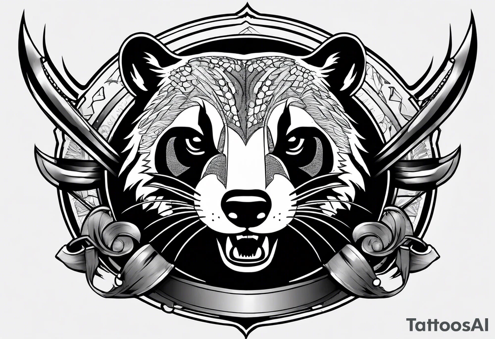 Draw me badger with aggressive full body, killer face with a smile, very long nails and he attacks like a Turkish gladiator to enemy and also he has very deadly looking. The only weapon is his braveness he fights with his nails. Everybody scares after their first sight. And some bloody type Badger this is. tattoo idea