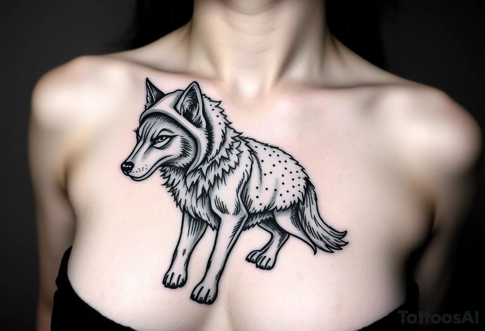 Wolf wearing a sheep like a costume prowling around tattoo idea Wolf wearing a sheep like a costume prowling around tattoo idea