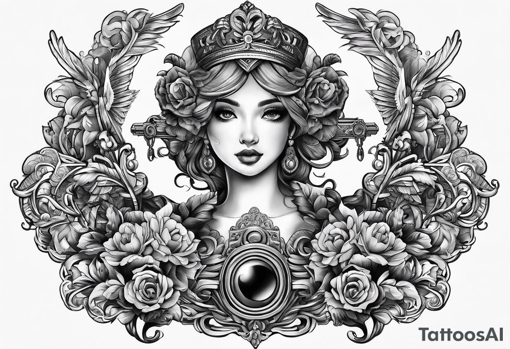 Cherubin with guns tattoo idea